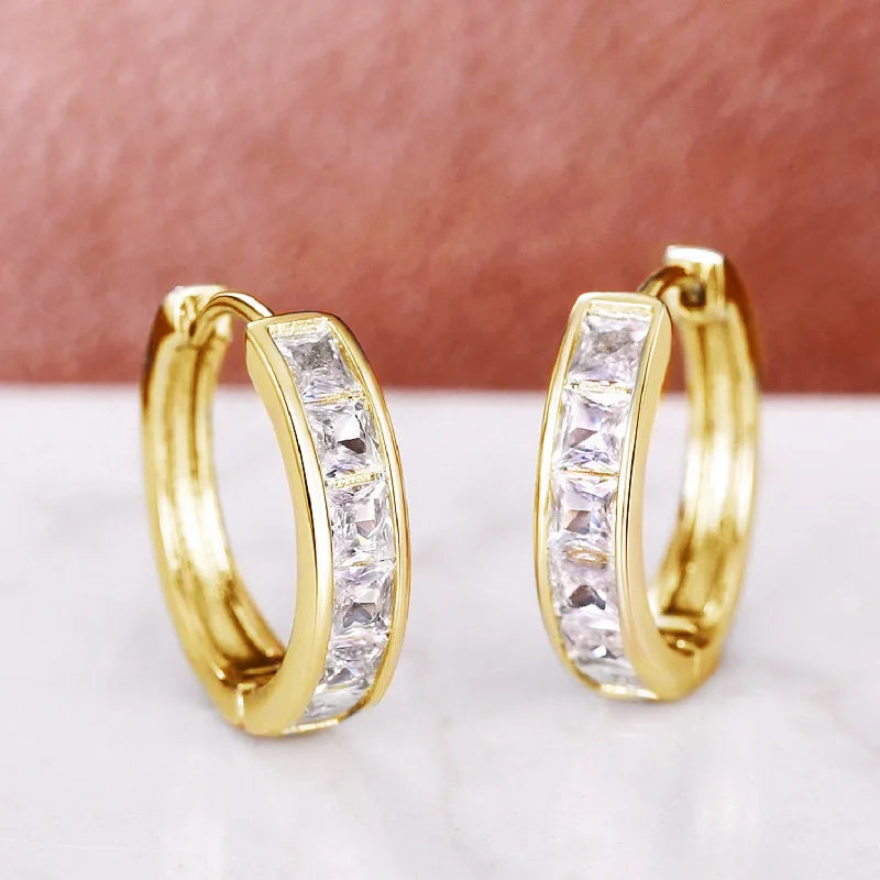 Round Hoop Earrings with Cubic Zirconia