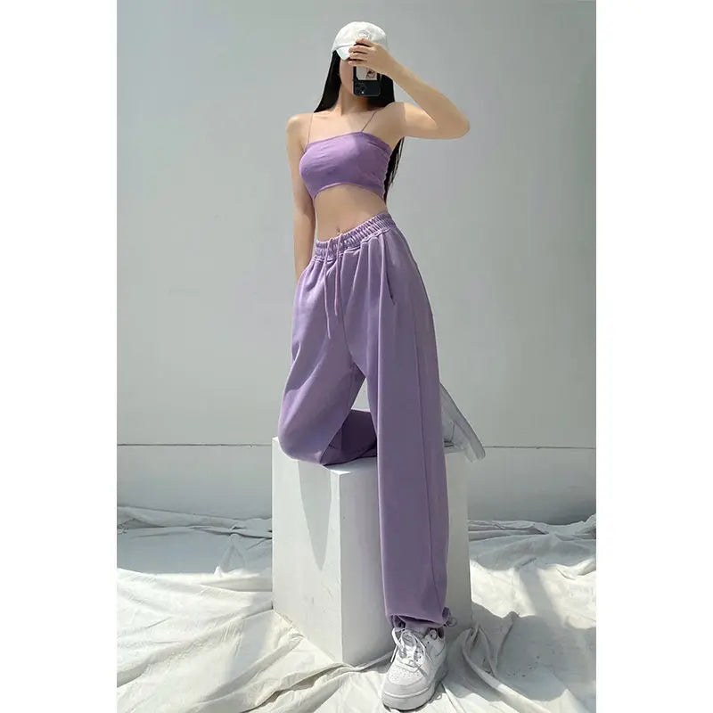 Women's Straight Leg Jogger Sweatpants — High Waist Casual Lounge Pants