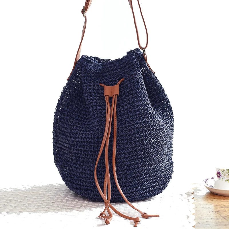 Women's Rattan Woven Tote Bag - Tassel Crossbody Beach Shoulder Bag