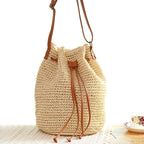 Women's Rattan Woven Tote Bag - Tassel Crossbody Beach Shoulder Bag