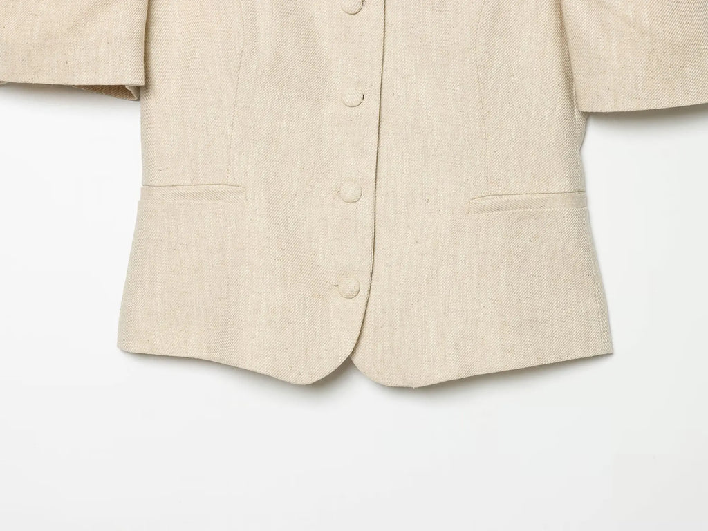 Women's Puff Sleeve Slim Jacket - Short Single-Breasted Casual Chic Coat
