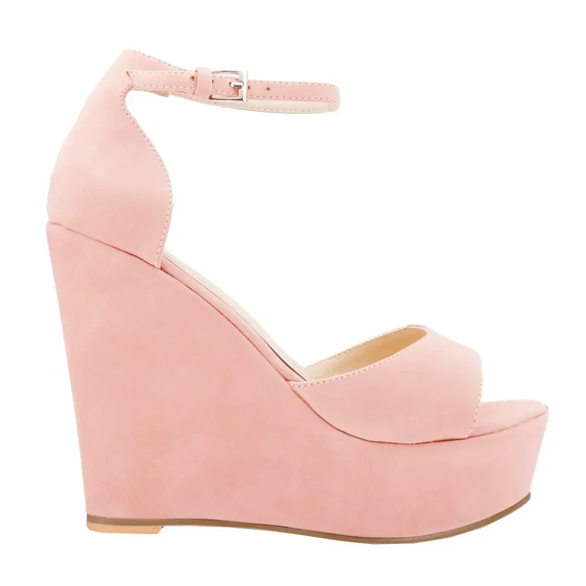 Platform Wedge Sandals - Peep Toe Ankle Strap High Heels for Women