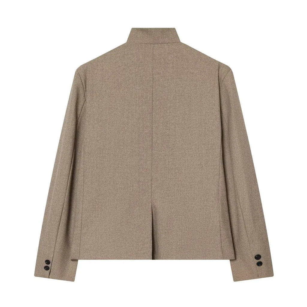Women's Elegant Blazer Jacket - Stand Collar Single Breasted Casual Coat