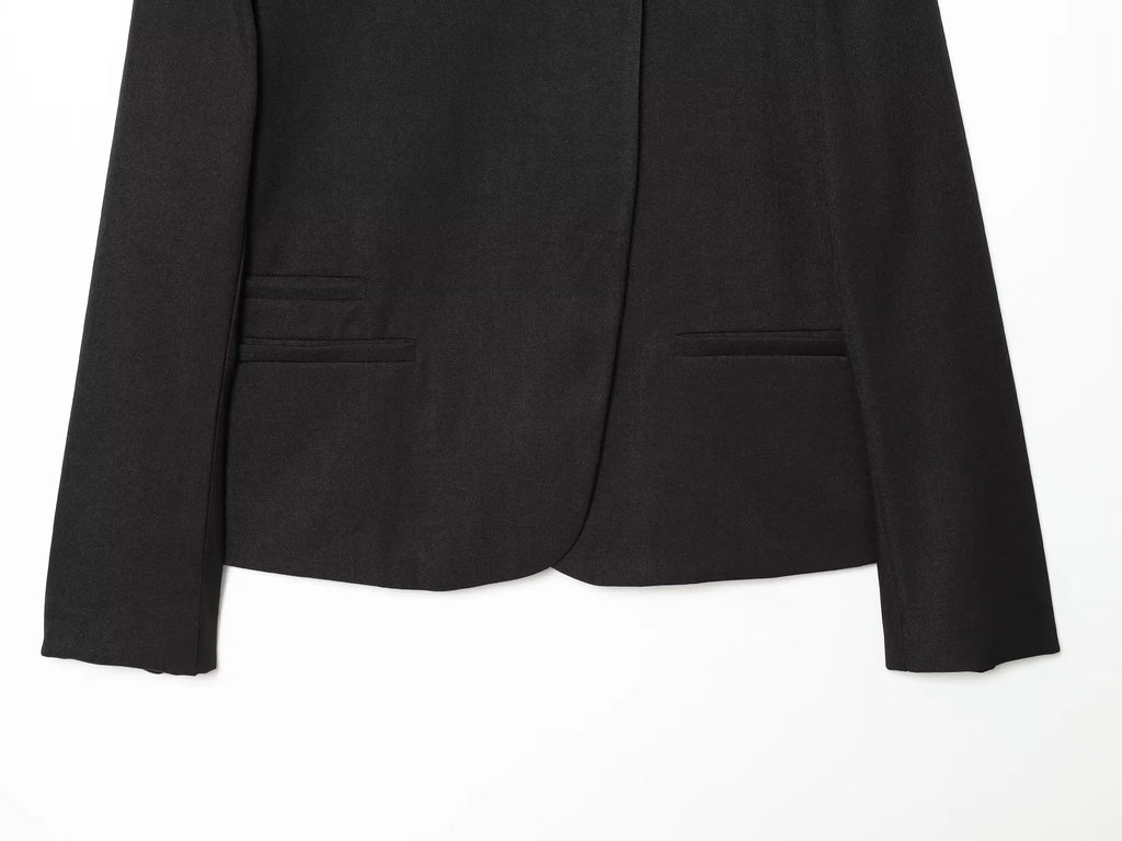 Women's Elegant Blazer Jacket - Stand Collar Single Breasted Casual Coat