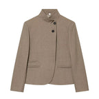 Women's Elegant Blazer Jacket - Stand Collar Single Breasted Casual Coat