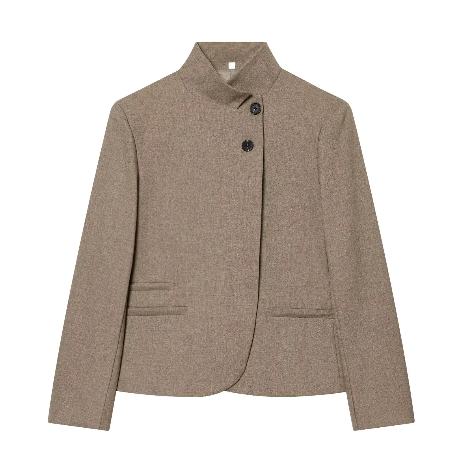 Women's Elegant Blazer Jacket - Stand Collar Single Breasted Casual Coat