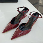 Sculptural Heel Pointed Toe Pumps - Buckle Strap Fashion Heels for Women