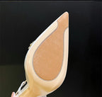 Satin Rhinestone Flower Heeled Sandals - Pointed Toe Stiletto for Women