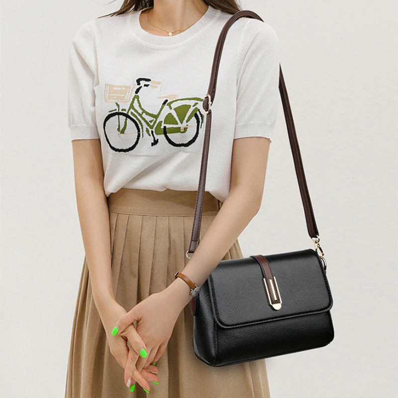 Women's Square Crossbody Shoulder Bag - Adjustable Strap Flip Closure Purse