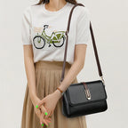 Women's Square Crossbody Shoulder Bag - Adjustable Strap Flip Closure Purse