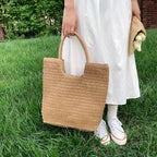 Bolso Tote de Paja para Mujer | Tejido Crochet, Estilo Bohemio | Playa y Viaje
