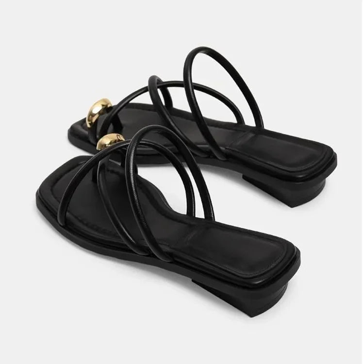 Cross Strap Slide Sandals - Lightweight Toe Loop Beach Shoes for Women