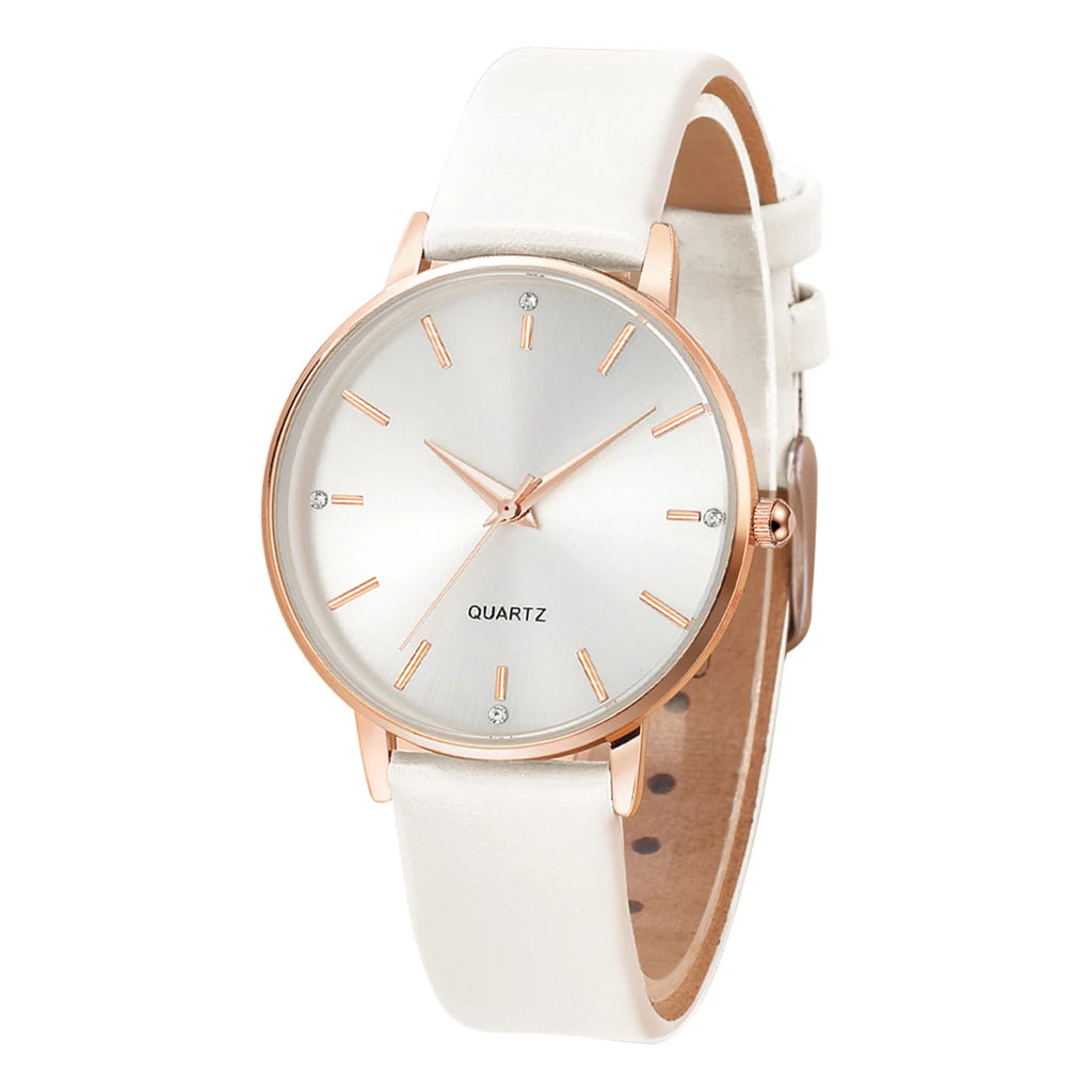 Women's Luxury Quartz Watch - Leather Band, Minimalist Dial