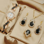 Women's 5-Piece Jewelry Set - Diamond Bracelet Watch & Water Drop Accessories