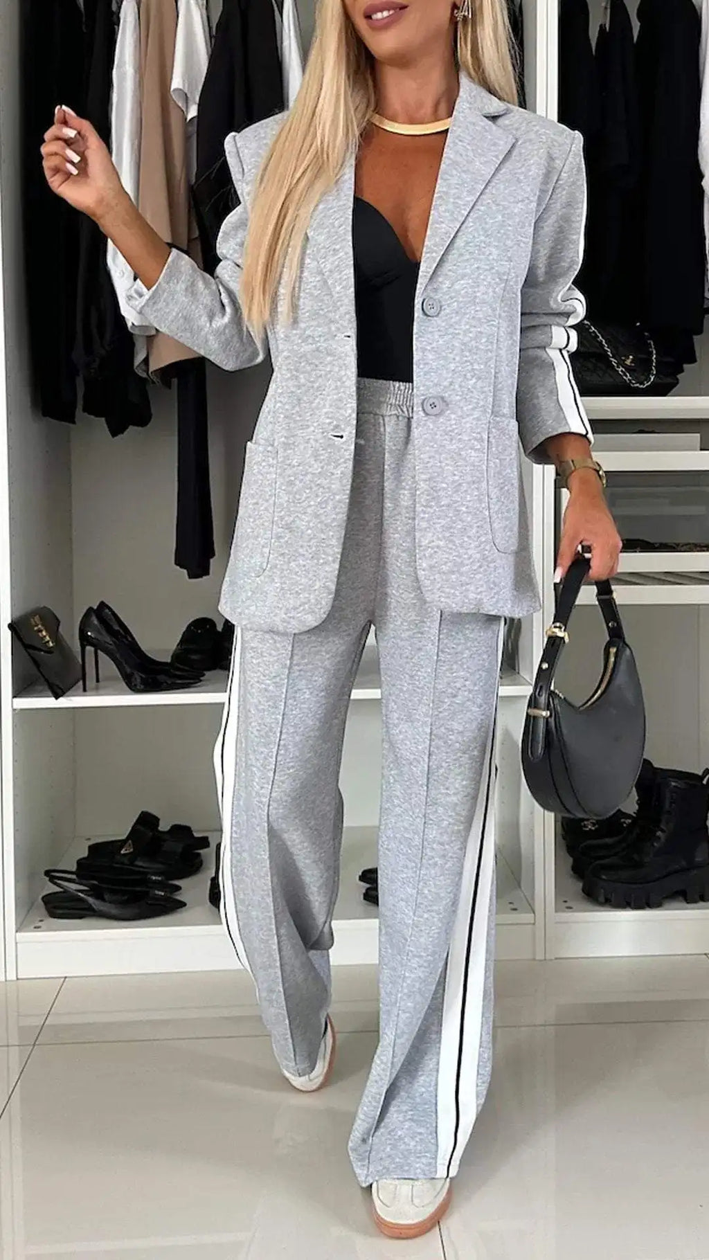 Conjunto Casual de Mujer — Abrigo y Pantalon Recto