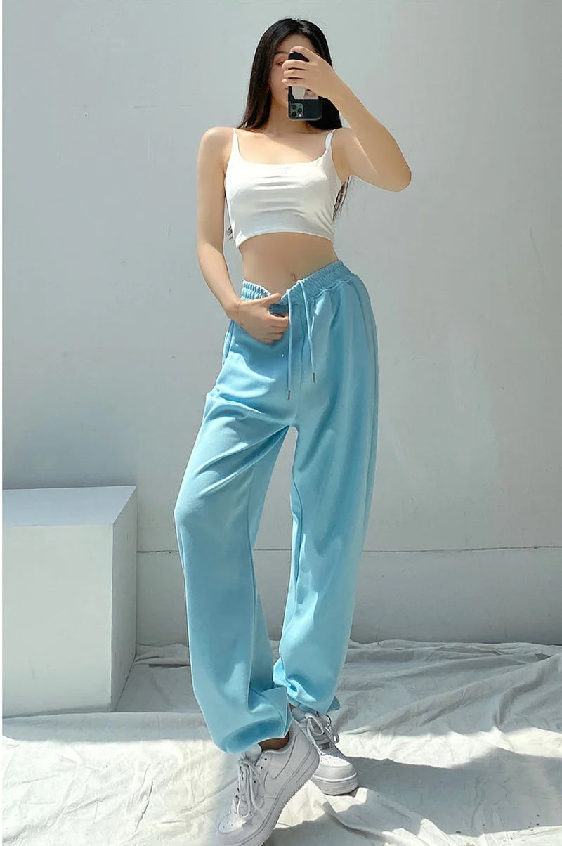 Women's Straight Leg Jogger Sweatpants — High Waist Casual Lounge Pants