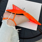 Sculptural Heel Pointed Toe Pumps - Buckle Strap Fashion Heels for Women