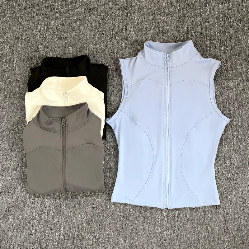 Women's Sleeveless Zip-Up Sport Top