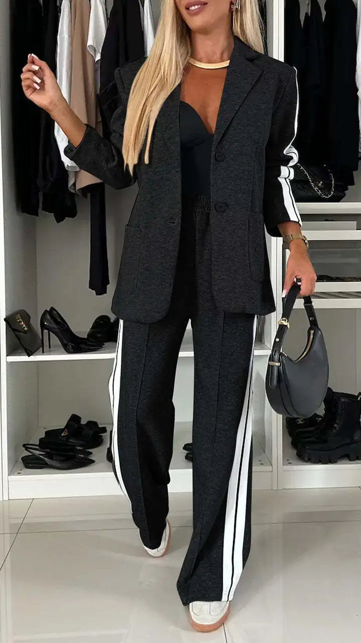 Conjunto Casual de Mujer — Abrigo y Pantalon Recto