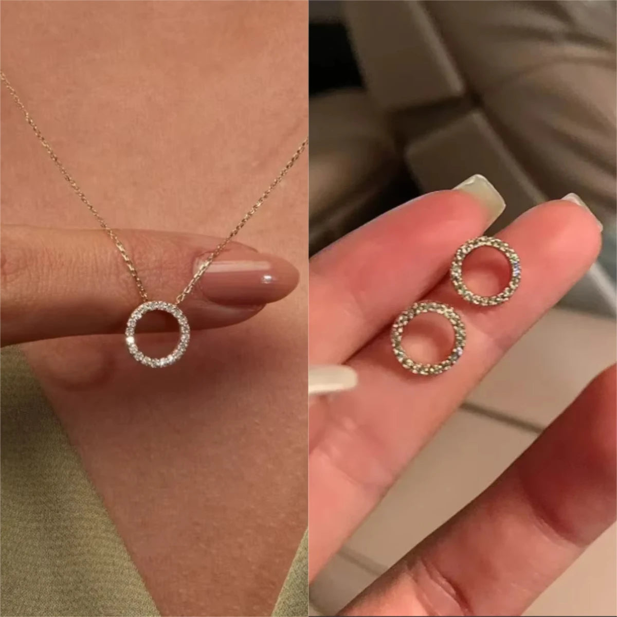 Elegant Jewelry Simple Crystal Circle Pendant Necklace