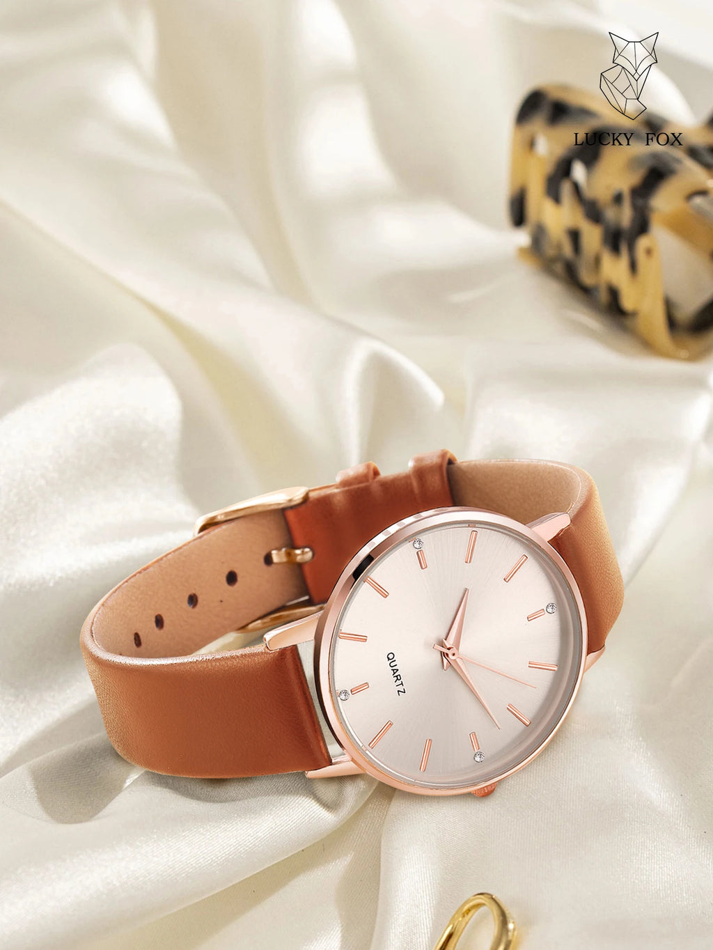 Women's Luxury Quartz Watch - Leather Band, Minimalist Dial