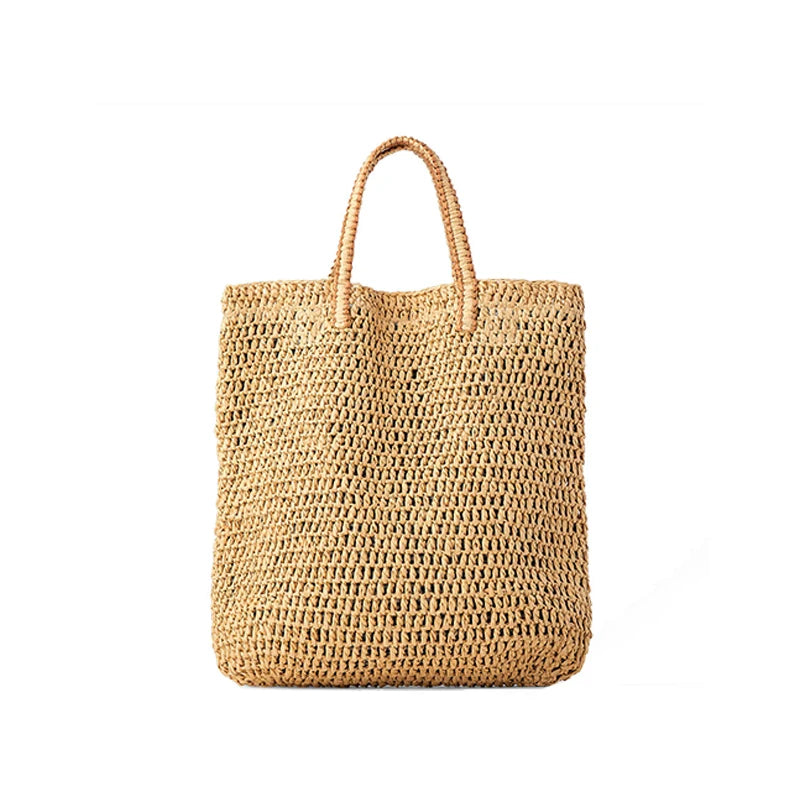Women's Large Handwoven Straw Tote Bag - Rattan Beach Shoulder Shopper Bag