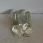 Floral Toe High Heel Sandals