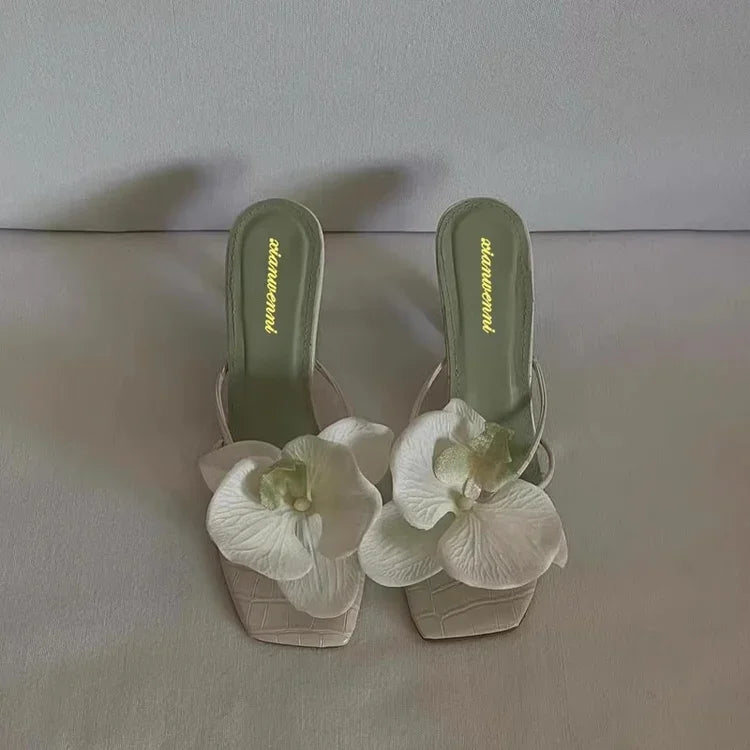 Floral Toe High Heel Sandals