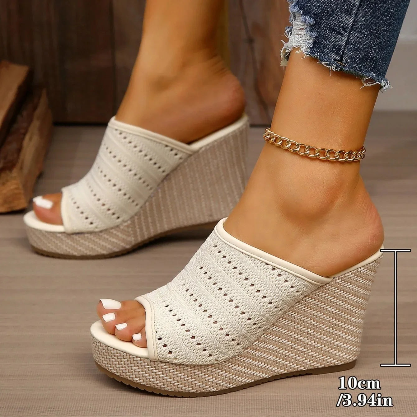 Platform Wedge Sandals - Peep Toe High Heel Sandals for Women