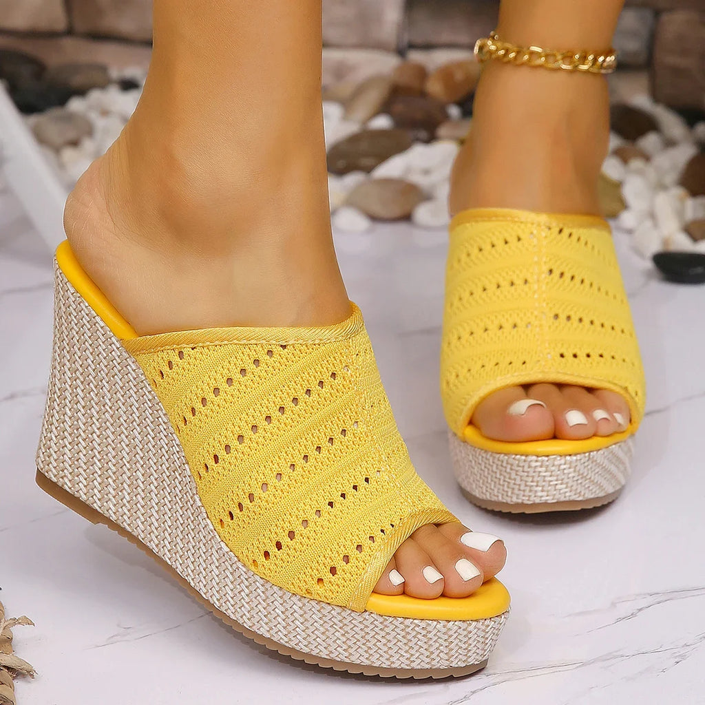 Platform Wedge Sandals - Peep Toe High Heel Sandals for Women