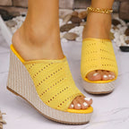 Platform Wedge Sandals - Peep Toe High Heel Sandals for Women