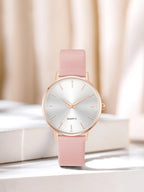 Women's Luxury Quartz Watch - Leather Band, Minimalist Dial