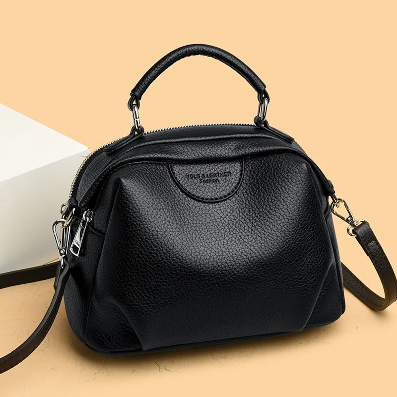 Women's Solid Color Crossbody Shoulder Bag - Rivet Detail PU Leather Commuter Purse