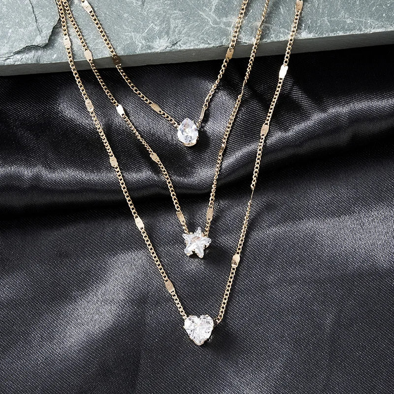 Zircon Pendant Necklace For Women Multilayer Chain