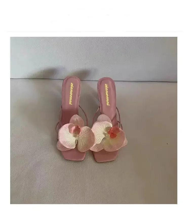 Floral Toe High Heel Sandals