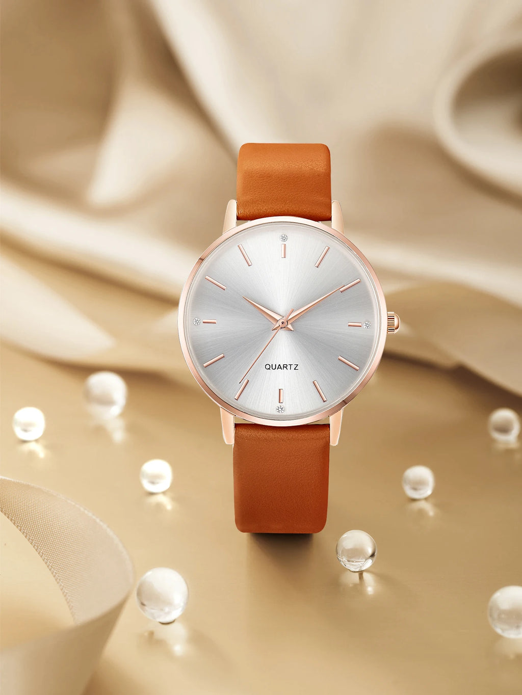 Women's Luxury Quartz Watch - Leather Band, Minimalist Dial