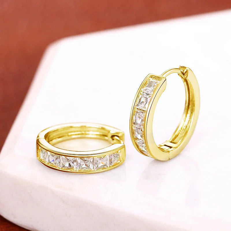 Round Hoop Earrings with Cubic Zirconia