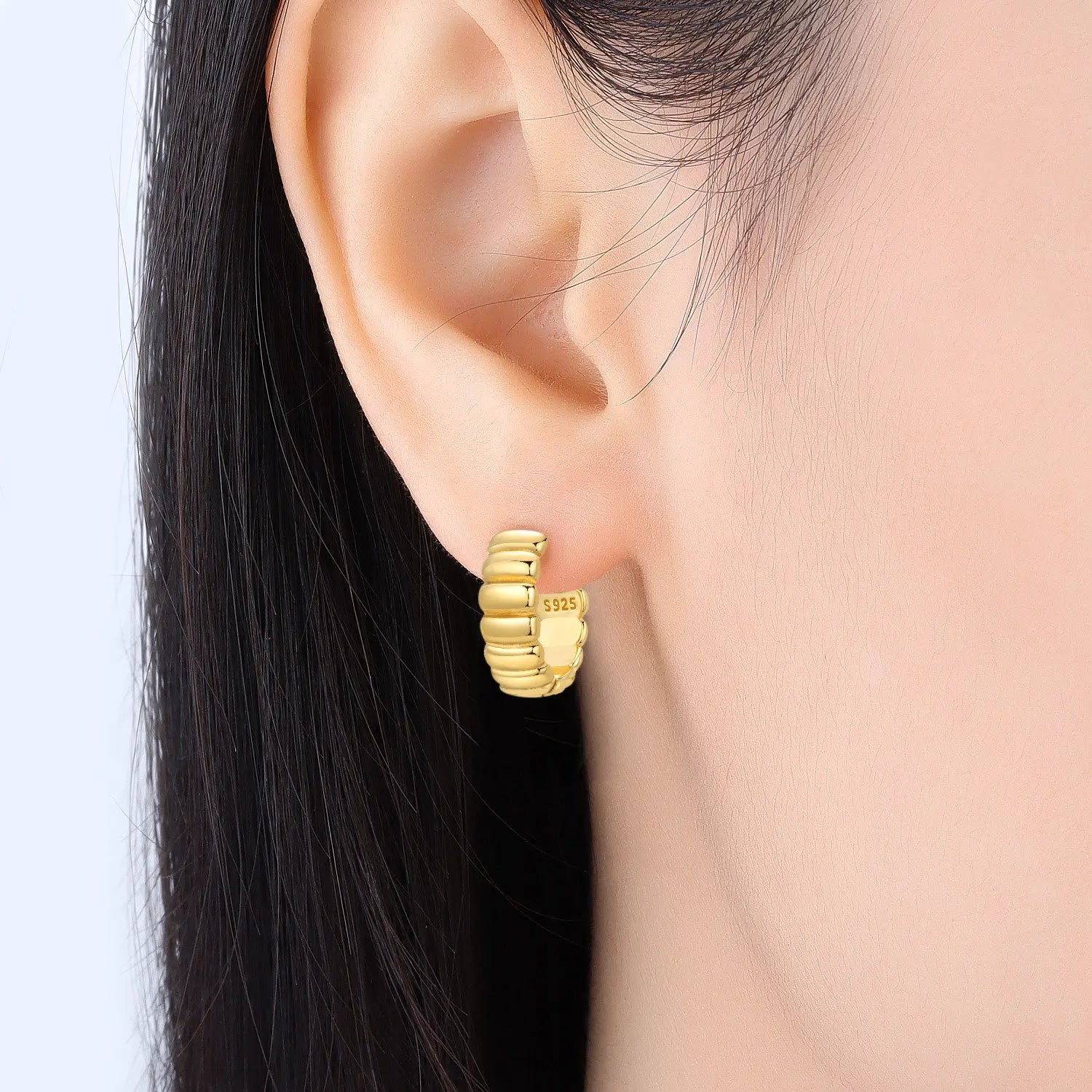 Sterling Silver 18K Gold Hoop Earrings
