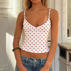 Women Y2K Polka Dot Cami Tank Top Sleeveless Spaghetti Strap V Neck Slim Fit Sexy Crop Tops Streetwear