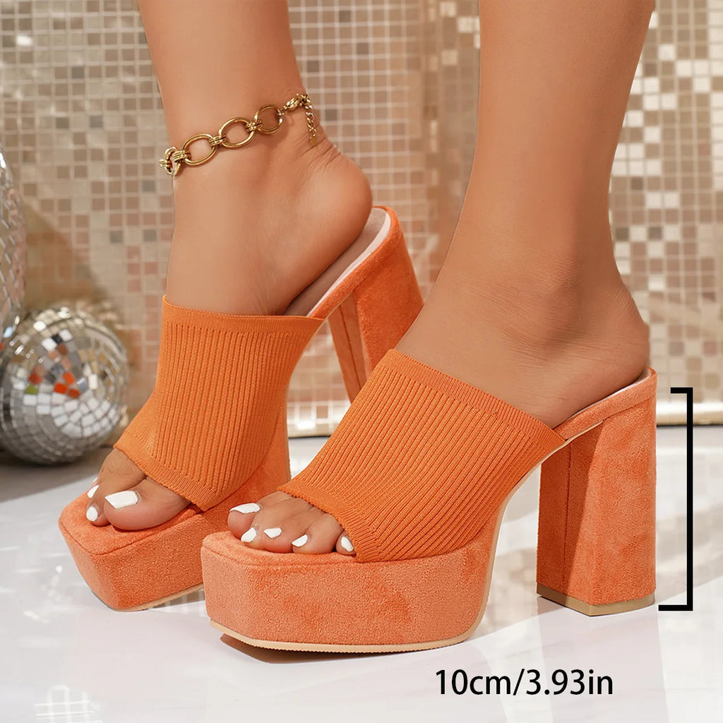Summer Fashion Women Slip on Platform Plus Size Shoes for Women Peep Toe High Heel Sandals Casual Beach Slippers 2026