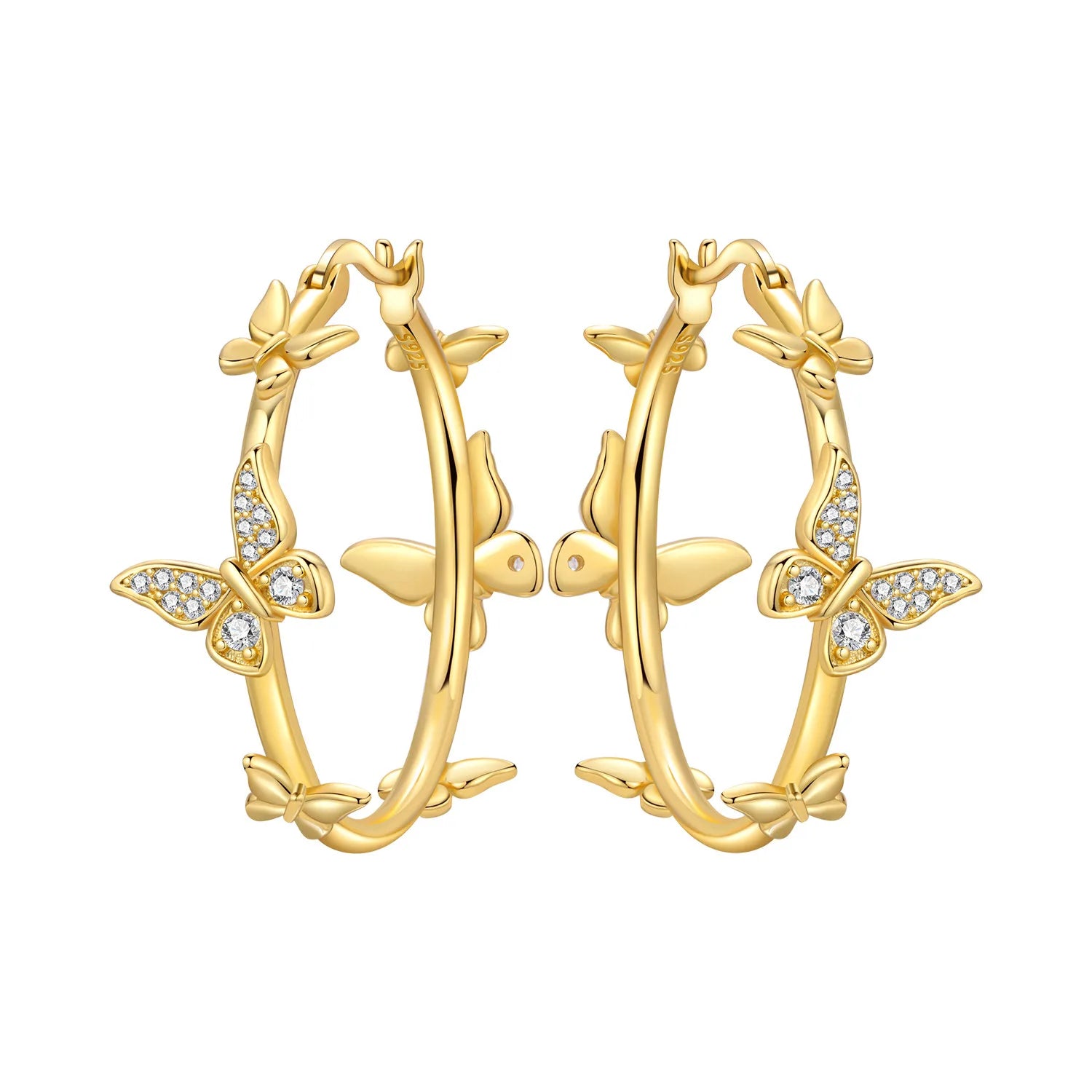 Sterling Silver 18K Gold Hoop Earrings