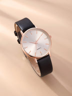 Women's Luxury Quartz Watch - Leather Band, Minimalist Dial