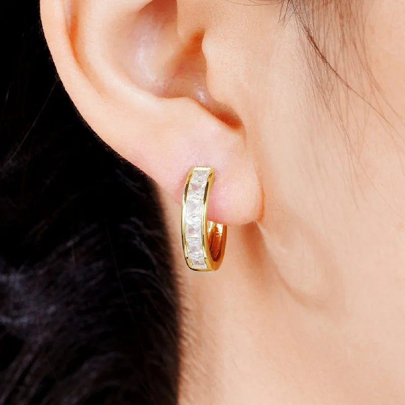 Round Hoop Earrings with Cubic Zirconia