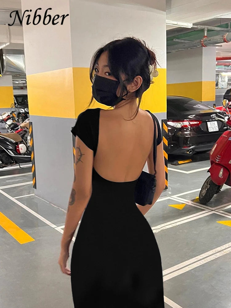 Women's Backless Bodycon Maxi Dress - Sleeveless Slim Fit Elegant Dress
