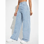 Y2K High Waist Straight Jeans - Retro Baggy Denim Pants for Women