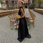Women's Backless Lace-Up Maxi Dress - Sleeveless Elegant A-Line Party Dress