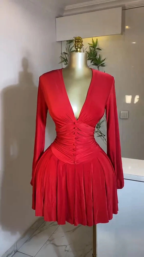 V-Neck Mini Dress Short Sleeve Casual Summer Dress