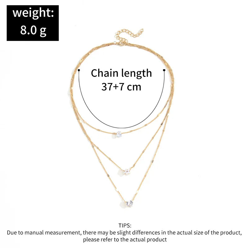 Zircon Pendant Necklace For Women Multilayer Chain