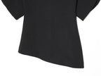 HH Women Casual Loose T-Shirts Asymmetrical Hem Blouse Short Puff Sleeve Shirt Elegant Woman Summer Party Vacation White Tops