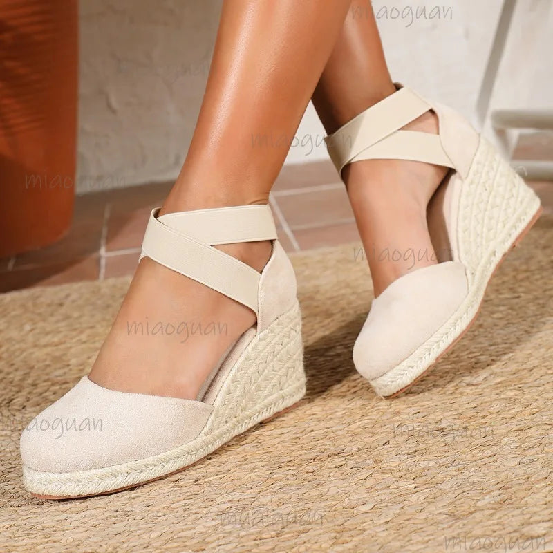 Cover Toe Women's Espadrille Wedge Sandals Ankle Strap Summer Slip-on Comfortable Platform Shoes for Ladies 2026 New Босоножки